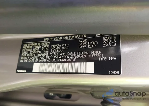 2014 Volvo Xc60 3.2 z USA, uszkodzony, nr VIN YV4940DLXE2552677